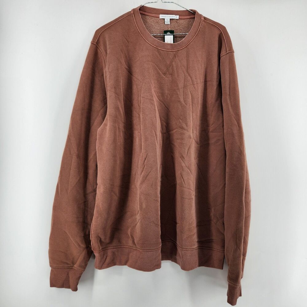 Threads 4 Thought Men's Orange XL Mineral Wash‎ Crew Sweatshirt NWT